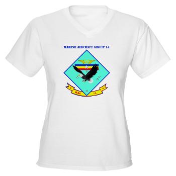 MAG14 - A01 - 04 - Marine Aircraft Group 14 (MAG-14) with Text - Women's V-Neck T-Shirt