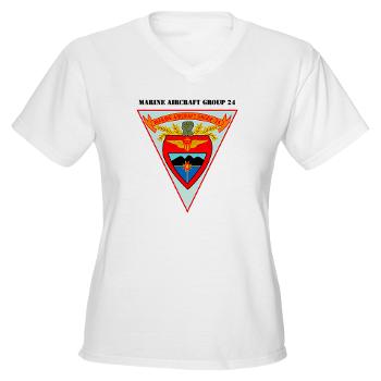 MAG24 - A01 - 04 - DUI - Marine Aircraft Group 24 with Text - Women's V-Neck T-Shirt