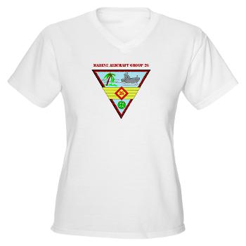 MAG26 - A01 - 04 - Marine Aircraft Group 26 (MAG-26) with Text Women's V-Neck T-Shirt