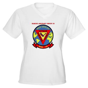 MAG29 - A01 - 04 - Marine Aircraft Group 29 (MAG-29) with Text Women's V-Neck T-Shirt