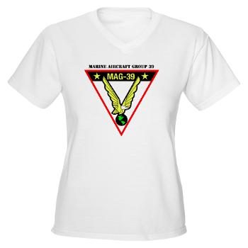 MAG39 - A01 - 04 - Marine Aircraft Group 39 with Text - Women's V-Neck T-Shirt