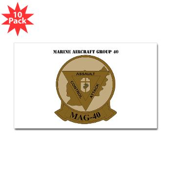 MAG40 - M01 - 01 - Marine Aircraft Group 40 (MAG-40) with text Sticker (Rectangle 10 pk)
