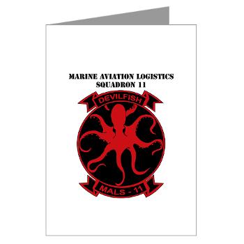 MALS11 - M01 - 02 - Marine Aviation Logistics Squadron 11 with Text - Greeting Cards (Pk of 10)