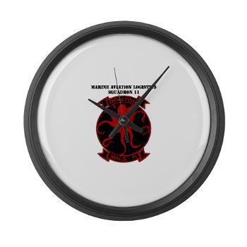 MALS11 - M01 - 03 - Marine Aviation Logistics Squadron 11 with Text - Large Wall Clock - Click Image to Close