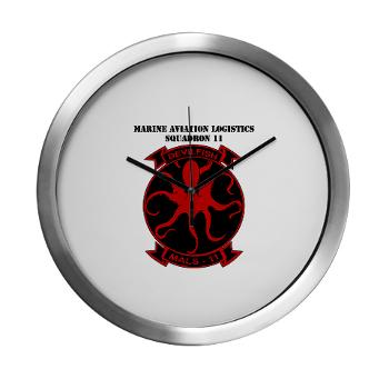 MALS11 - M01 - 03 - Marine Aviation Logistics Squadron 11 with Text - Modern Wall Clock - Click Image to Close