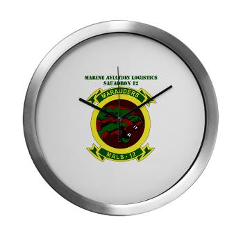 MALS12 - M01 - 03 - Marine Aviation Logistics Squadron 12th with Text Modern Wall Clock - Click Image to Close