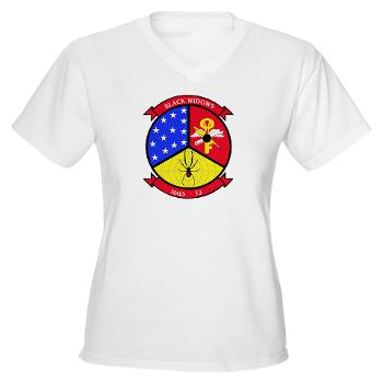 MALS13 - A01 - 01 - USMC - Marine Aviation Logistics Squadron 13 - Women's V-Neck T-Shirt