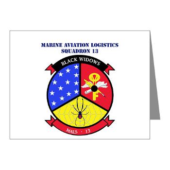 MALS13 - A01 - 01 - USMC - Marine Aviation Logistics Squadron 13 with Text - Note Cards (Pk of 20)
