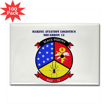 MALS13 - A01 - 01 - USMC - Marine Aviation Logistics Squadron 13 with Text - Rectangle Magnet (100 pack) - Click Image to Close
