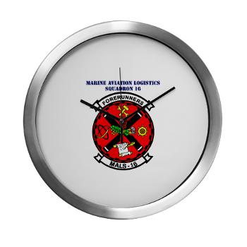 MALS16 - M01 - 03 - Marine Aviation Logistics Squadron 16 with Text - Modern Wall Clock - Click Image to Close