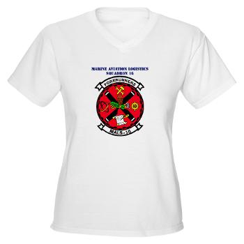 MALS16 - A01 - 04 - Marine Aviation Logistics Squadron 16 with Text - Women's V-Neck T-Shirt