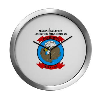 MALS26N - M01 - 03 - Marine Aviation Logistics Squadron 26-NEW with text Modern Wall Clock