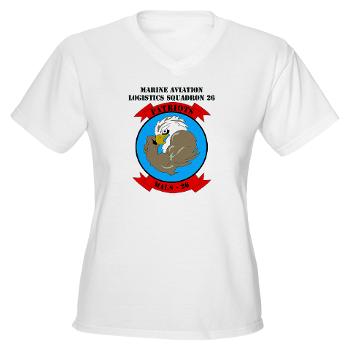 MALS26N - A01 - 04 - Marine Aviation Logistics Squadron 26-NEW with text Women's V-Neck T-Shirt - Click Image to Close