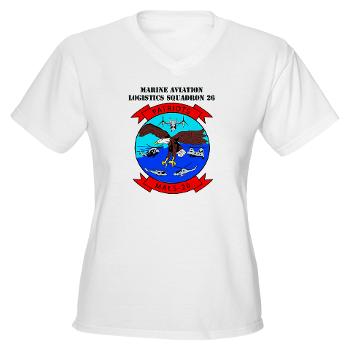 MALS26O - A01 - 04 - Marine Aviation Logistics Squadron 26-OLD (MALS-26) with text - Women's V-Neck T-Shirt