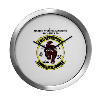 MALS29 - M01 - 03 - Marine Aviation Logistics Squadron 29 (MALS-29) with Text Modern Wall Clock - Click Image to Close