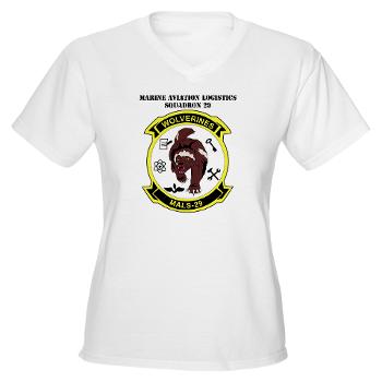 MALS29 - A01 - 04 - Marine Aviation Logistics Squadron 29 (MALS-29) with Text Women's V-Neck T-Shirt