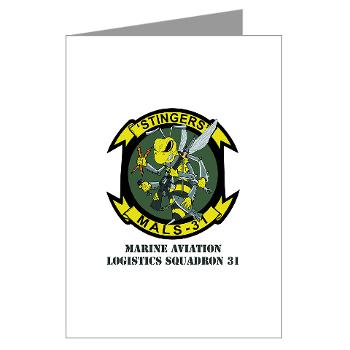 MALS31 - M01 - 02 - Marine Aviation Logistics Squadron 31 (MALS-31) with Text Greeting Cards (Pk of 20)