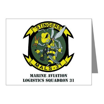 MALS31 - M01 - 02 - Marine Aviation Logistics Squadron 31 (MALS-31) with Text Note Cards (Pk of 20) - Click Image to Close