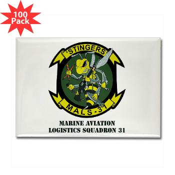 MALS31 - M01 - 01 - Marine Aviation Logistics Squadron 31 (MALS-31) with Text Rectangle Magnet (100 pack)