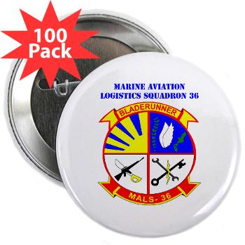 MALS36 - M01 - 01 - Marine Aviation Logistics Squadron 36 with Text - 2.25" Button (100 pack) - Click Image to Close