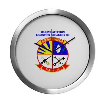 MALS36 - M01 - 03 - Marine Aviation Logistics Squadron 36 with Text - Modern Wall Clock - Click Image to Close