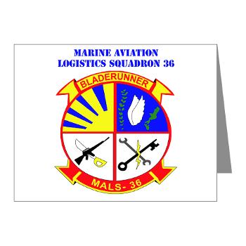 MALS36 - M01 - 02 - Marine Aviation Logistics Squadron 36 with Text - Note Cards (Pk of 20)