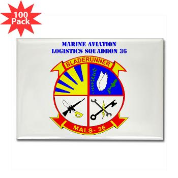 MALS36 - M01 - 01 - Marine Aviation Logistics Squadron 36 with Text - Rectangle Magnet (100 pack)