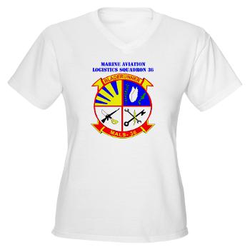 MALS36 - A01 - 04 - Marine Aviation Logistics Squadron 36 with Text - Women's V-Neck T-Shirt