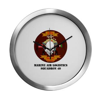 MALS40 - M01 - 03 - Marine Aviation Logistics Squadron 40 (MALS-40) with Text Modern Wall Clock