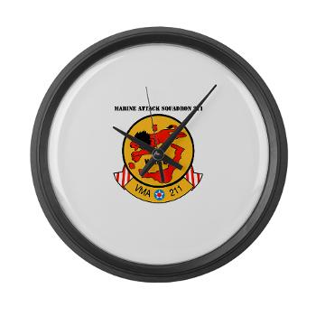 MAS211 - M01 - 03 - Marine Attack Squadron 211 with Text Large Wall Clock