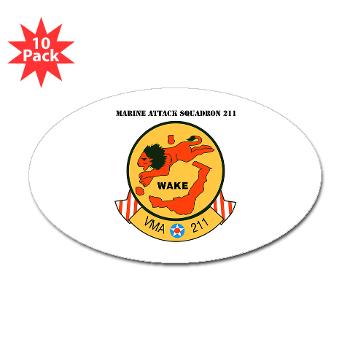 MAS211 - M01 - 01 - Marine Attack Squadron 211 with Text Sticker (Oval 10 pk)