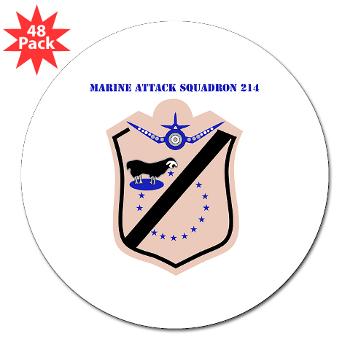 MAS214 - M01 - 01 - Marine Attack Squadron 214 with text 3" Lapel Sticker (48 pk)