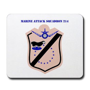 MAS214 - M01 - 03 - Marine Attack Squadron 214 with text Mousepad