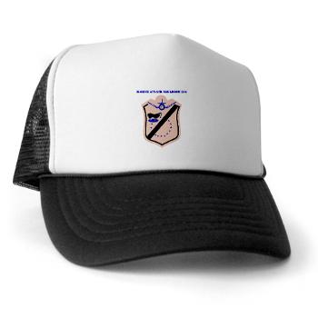 MAS214 - A01 - 02 - Marine Attack Squadron 214 with text Trucker Hat
