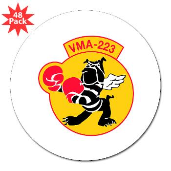 MAS223 - M01 - 01 - Marine Attack Squadron 223 (VMA-223) - 3" Lapel Sticker (48 pk) - Click Image to Close