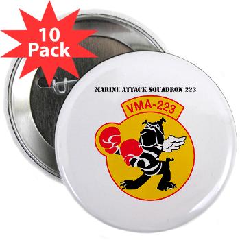 MAS223 - M01 - 01 - Marine Attack Squadron 223 (VMA-223) with Text - 2.25" Button (10 pack)