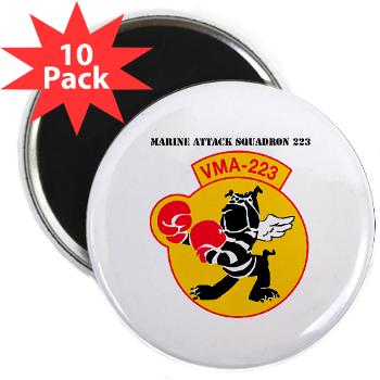 MAS223 - M01 - 01 - Marine Attack Squadron 223 (VMA-223) with Text - 2.25" Magnet (10 pack) - Click Image to Close
