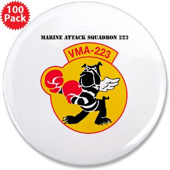 MAS223 - M01 - 01 - Marine Attack Squadron 223 (VMA-223) with Text - 3.5" Button (100 pack) - Click Image to Close