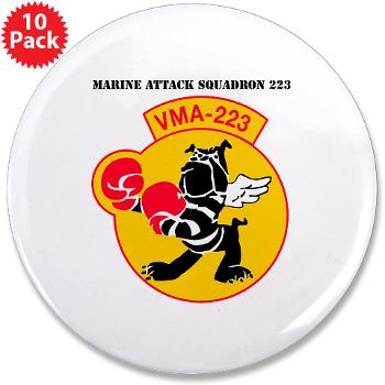 MAS223 - M01 - 01 - Marine Attack Squadron 223 (VMA-223) with Text - 3.5" Button (10 pack)