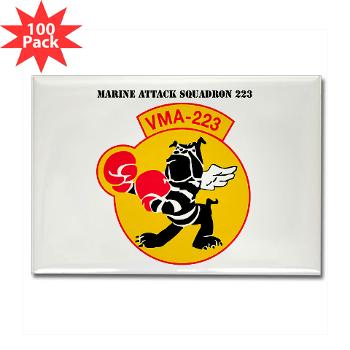 MAS223 - M01 - 01 - Marine Attack Squadron 223 (VMA-223) with Text - Rectangle Magnet (100 pack)