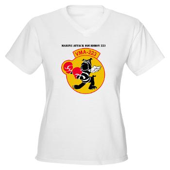 MAS223 - A01 - 04 - Marine Attack Squadron 223 (VMA-223) with Text - Women's V-Neck T-Shirt
