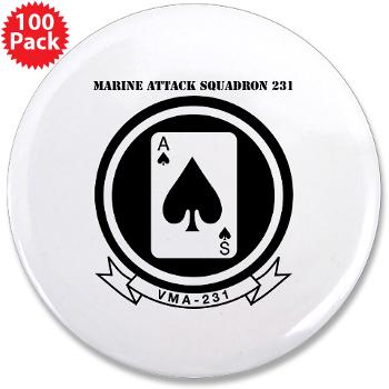 MAS231 - M01 - 01 - Marine Attack Squadron 231 (VMA-231) with Text 3.5" Button (100 pack) - Click Image to Close