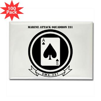 MAS231 - M01 - 01 - Marine Attack Squadron 231 (VMA-231) with Text Rectangle Magnet (100 pack)