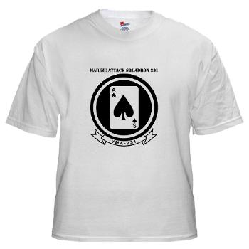 MAS231 - A01 - 04 - Marine Attack Squadron 231 (VMA-231) with Text White T-Shirt - Click Image to Close