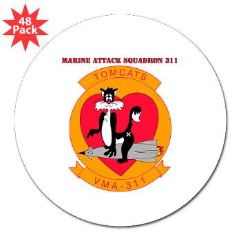 MAS311 - M01 - 01 - Marine Attack Squadron 311 with text 3" Lapel Sticker (48 pk) - Click Image to Close