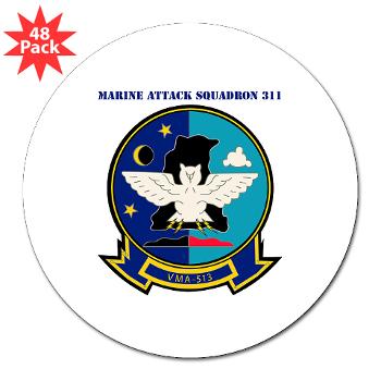 MAS513 - M01 - 01 - Marine Attack Squadron 513 with Text - 3" Lapel Sticker (48 pk)