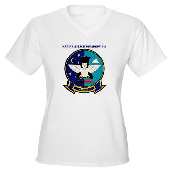 MAS513 - A01 - 04 - Marine Attack Squadron 513 with Text - Women's V-Neck T-Shirt