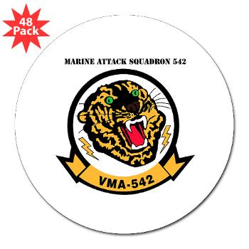 MAS542 - M01 - 01 - Marine Attack Squadron 542 (VMA-542) with Text - 3" Lapel Sticker (48 pk) - Click Image to Close