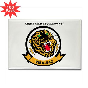 MAS542 - M01 - 01 - Marine Attack Squadron 542 (VMA-542) with Text - Rectangle Magnet (100 pack)