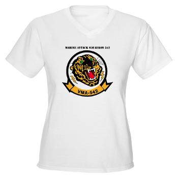 MAS542 - A01 - 04 - Marine Attack Squadron 542 (VMA-542) with Text - Women's V-Neck T-Shirt